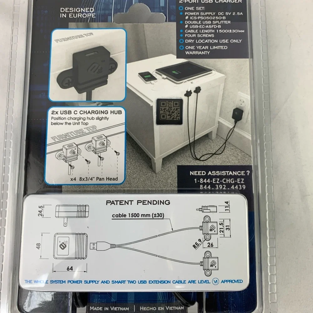 2-Port USB Charger in Black